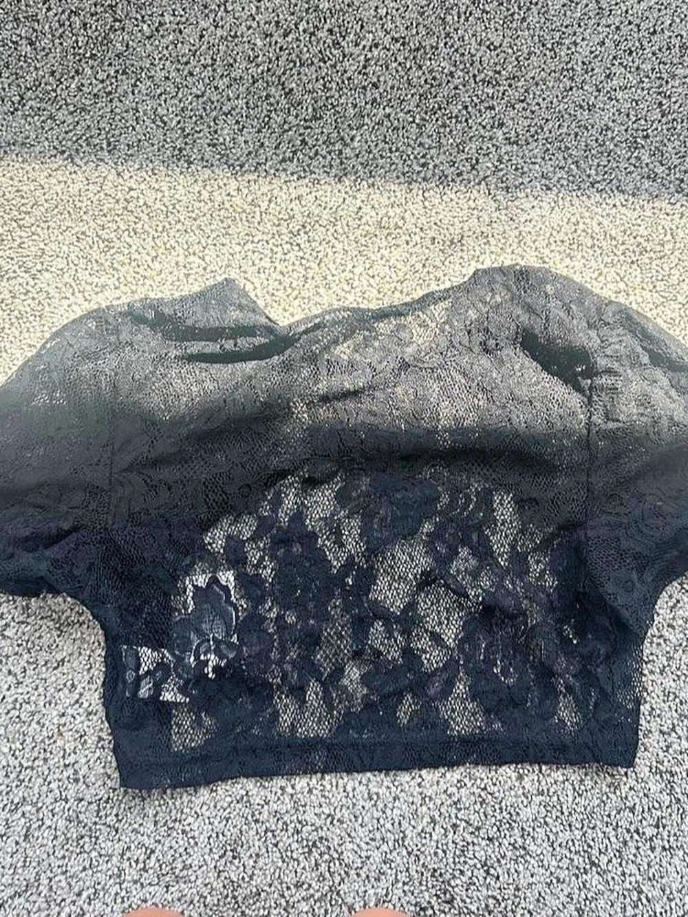 SHEIN Black Floral Lace Crop Top Size XS NWT